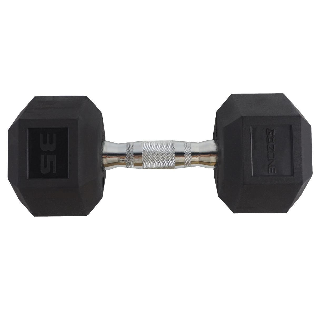 35lb Rubber Coated Hex Dumbbell Black Chrome GoZone GoZone Canada