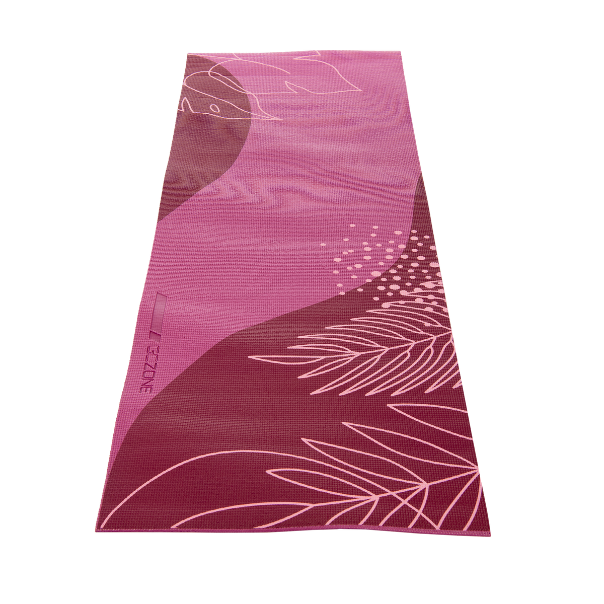 6mm PVC Foliage Printed Yoga Mat – 24 x 68 – Berry/Pink/Purple