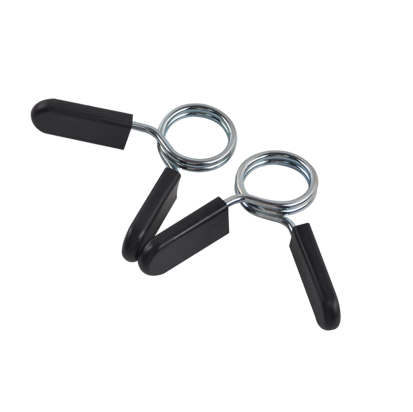 2 pack barbell collar clips from above/45-degree angle