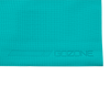 Gros plan du logo GoZone sur un tapis de yoga sarcelle
