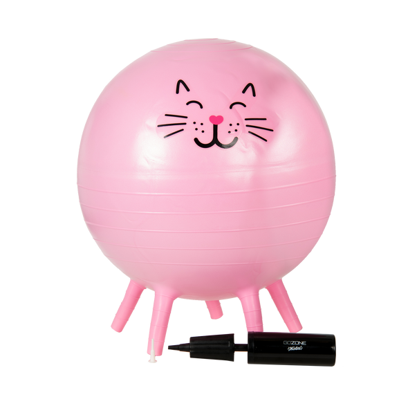 Boule de chat rose, vue de face avec pompe à main