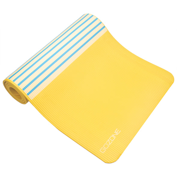 Tapis d'exercice imprimé coucher de soleil abstrait 10mm avec MicroFresh - 24" x 72" - Combo jaune