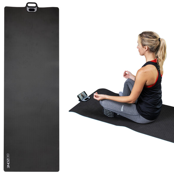 Tapis de yoga avec minuteur et support pour téléphone - Noir
