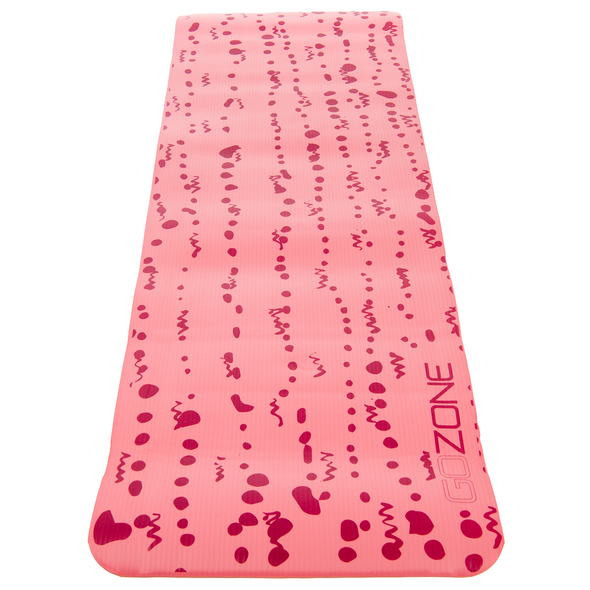 Tapis d'exercice imprimé rose vu de dessus/de face