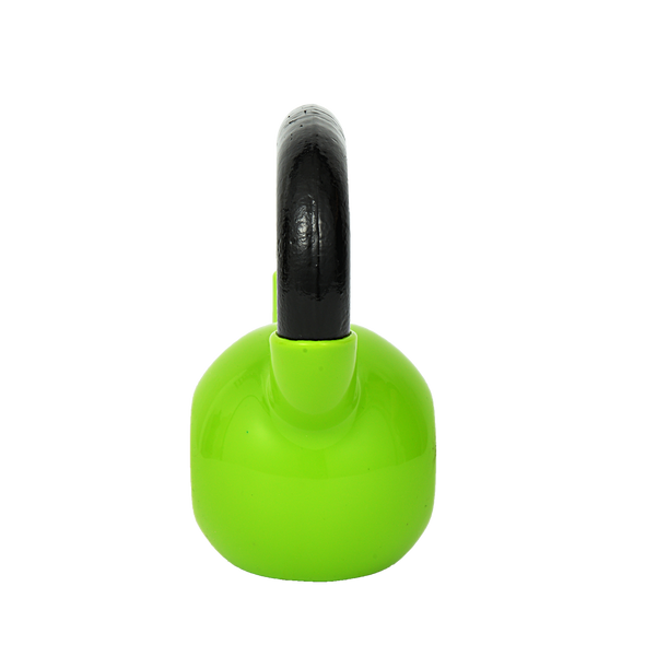 wide-handle green 10b kettlebell from side