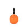 Wide-handle orange 15lb vinyl-dipped kettlebell from side
