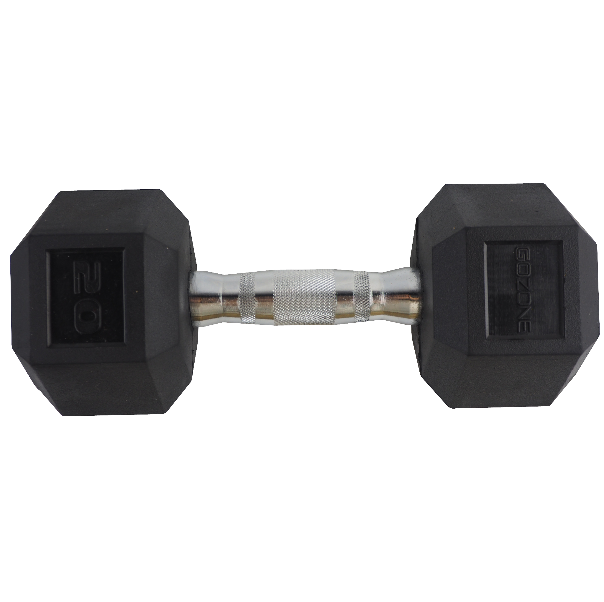 20lb Rubber Coated Hex Dumbbell Black Chrome GoZone GoZone Canada