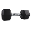Rubber-coated hex dumbbell with chrome textured handle