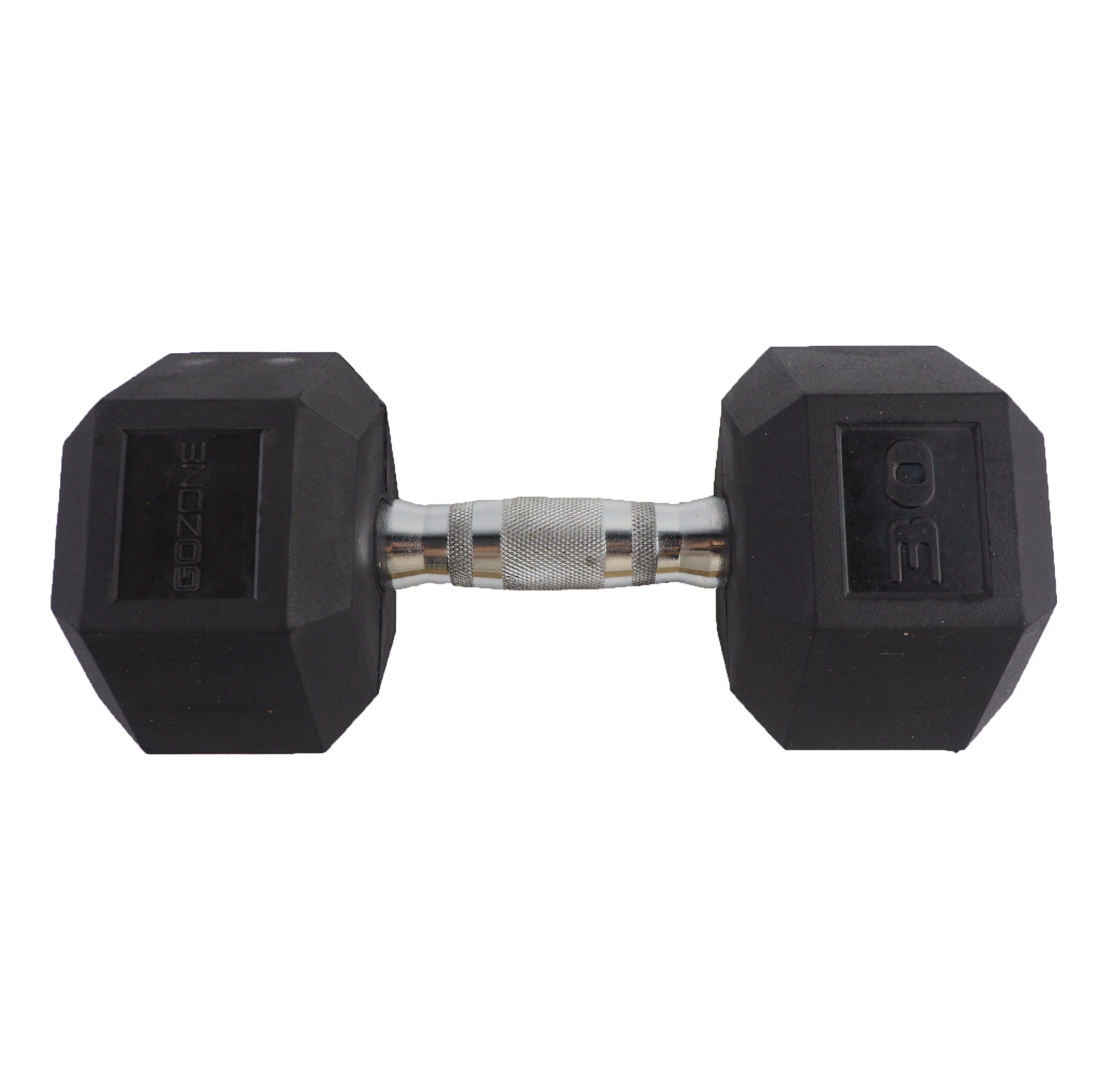 30lb Rubber Coated Hex Dumbbell Black Chrome GoZone GoZone