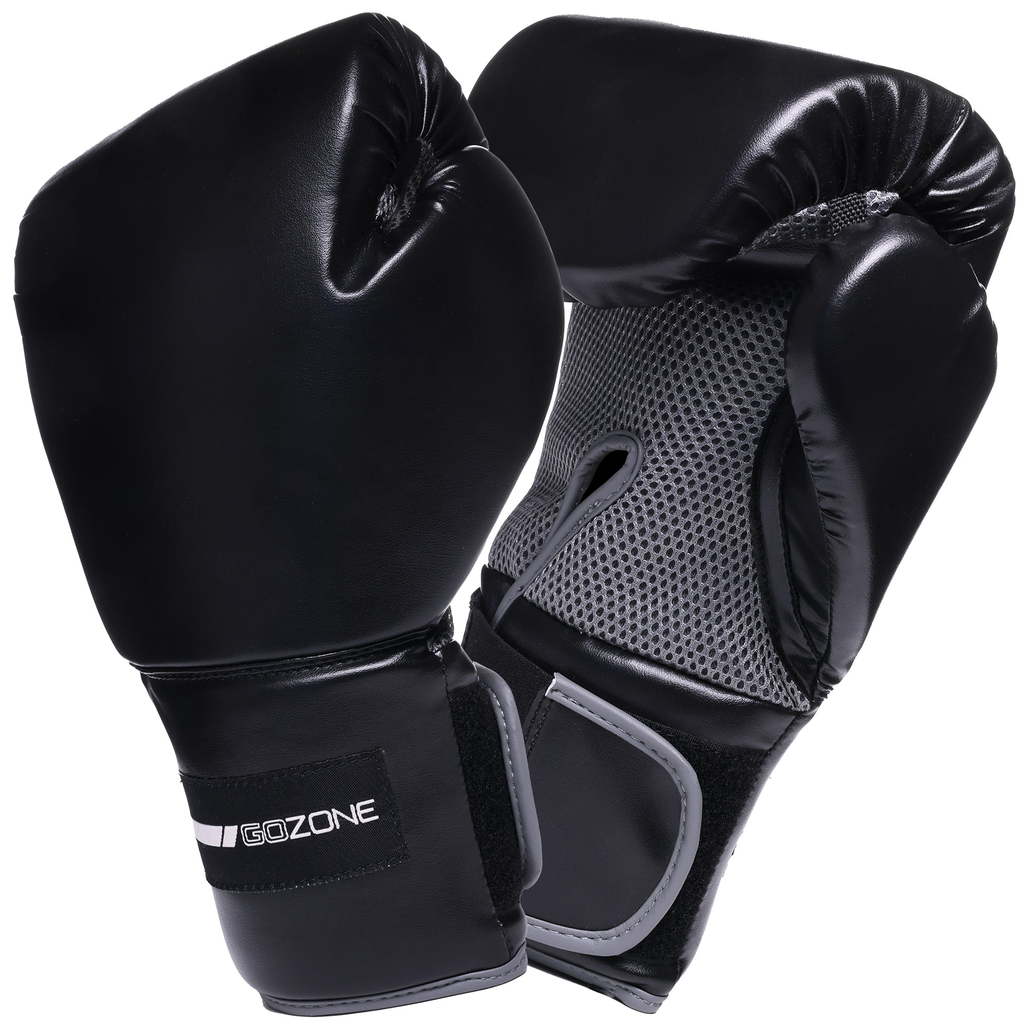 16oz Pro-Style Boxing Gloves – Black/Grey – GoZone – GoZone Canada