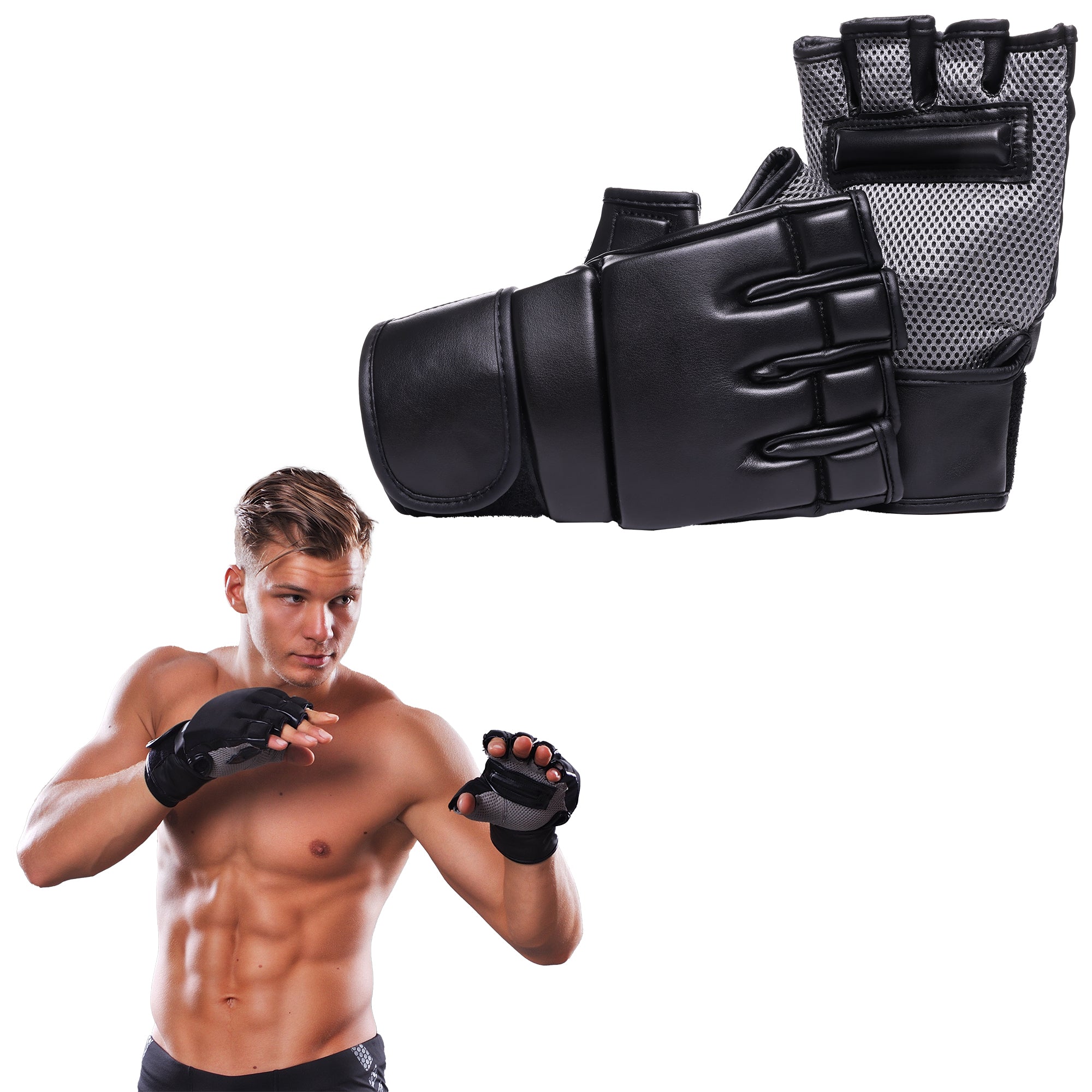 5oz MMA Kickboxing Gloves – Black/Grey – GoZone – GoZone Canada