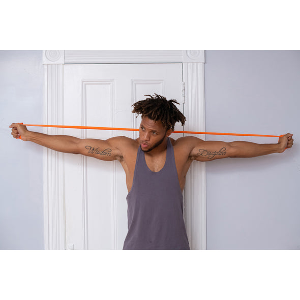 Full arm extension with orange resistance band