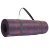 10mm purple printed exercise mat rolled up with carry strap