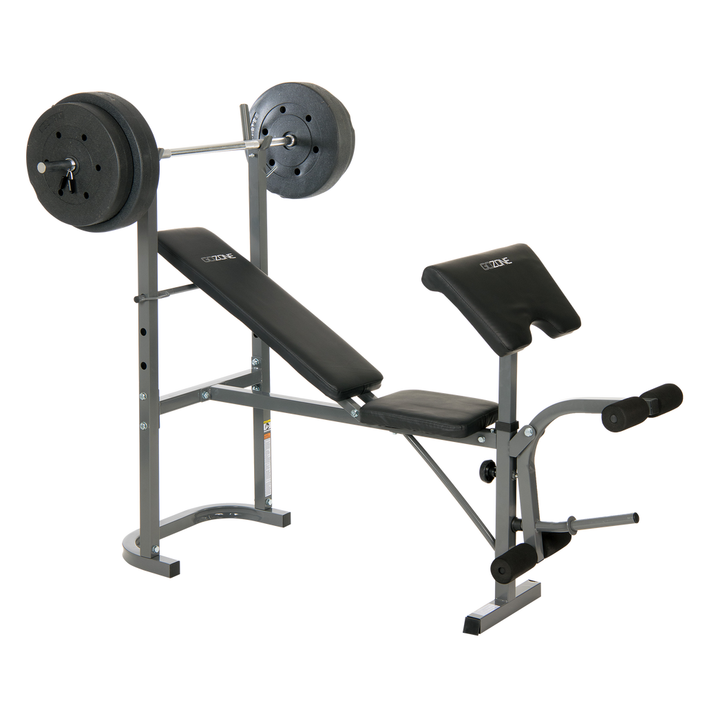 Workout Bench with Weight Bar & 80lb Weights – GoZone – GoZone