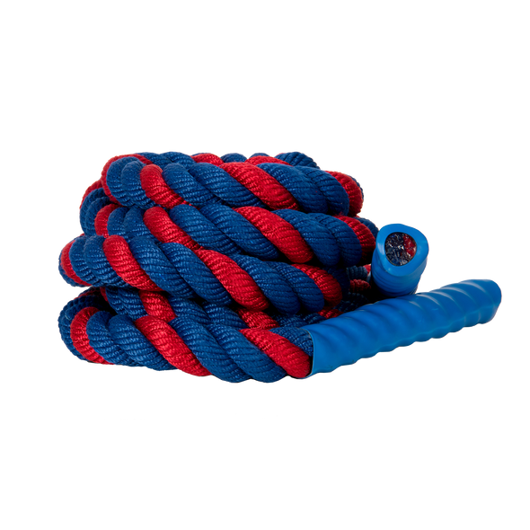 Coiled-up kids' battle rope from side