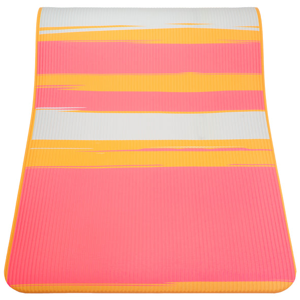 10mm Brushed Stripe Printed Exercise Mat with MicroFresh - 24" x 72" – Orange Combo