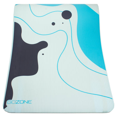 10mm Liquid Printed Exercise Mat with MicroFresh - 24" x 72" – Blue Combo