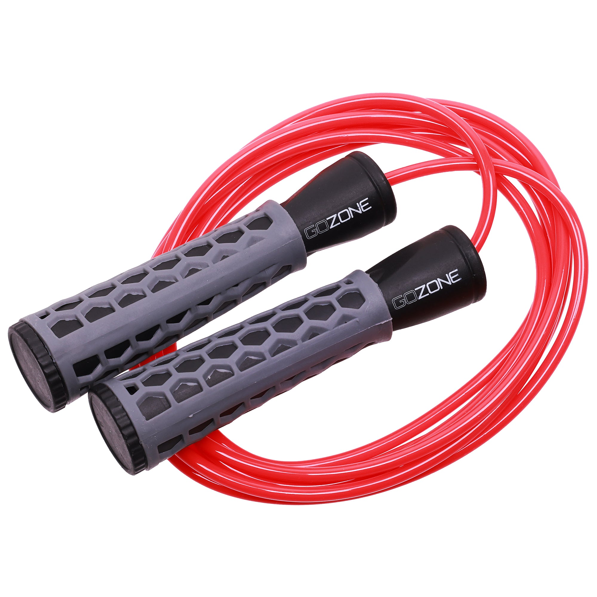 GoZone Cardio Jump Rope – Red/Black, Designed for smooth rotation