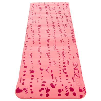 Pink printed exercise mat from above/front