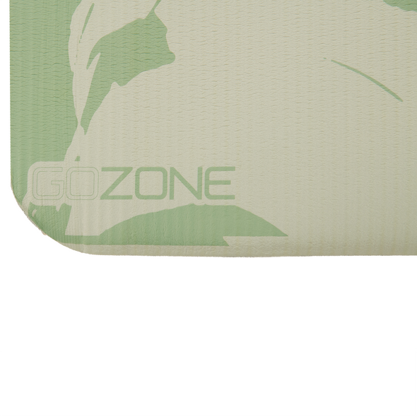 Closeup of GoZone exercise mat logo